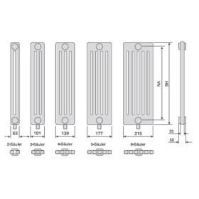 PURMO R&ouml;hrenradiator DELTA Laserline 3067, 29 Glieder, RAL 9016